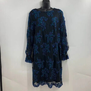 Taylors Women's‎ Embroidered Floral Polka Dot Lace Sleeve Dress Size 14